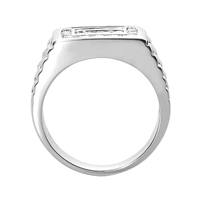 Luke Men's Diamond Wedding Ring Round Cut Beading in 14K White Gold SIDE
