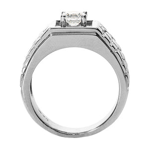 JOSEPH Men's Diamond Wedding Ring Round Cut Channel Set in 14K White Gold SIDE