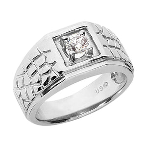 JOSEPH Men's Diamond Wedding Ring Round Cut Channel Set in 14K White Gold 