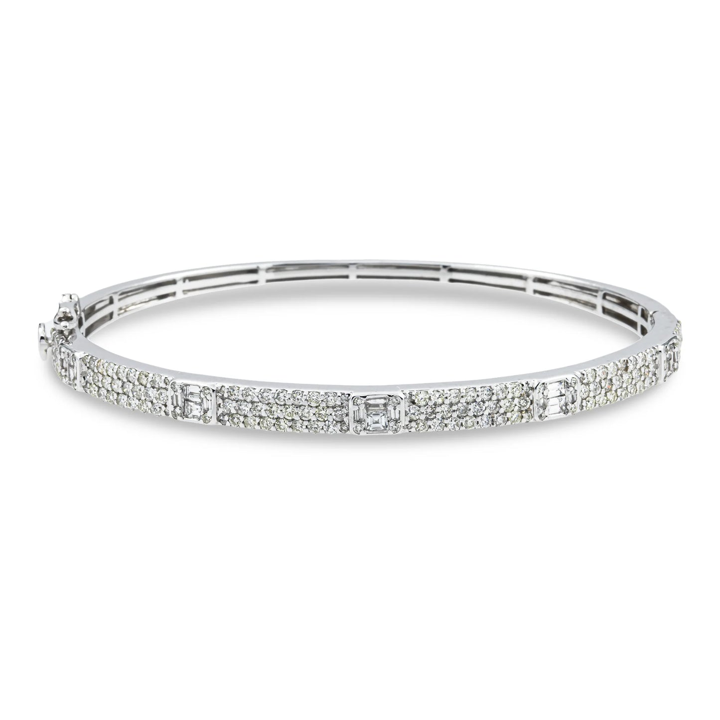 White Gold bracelet with clear stones on a white background