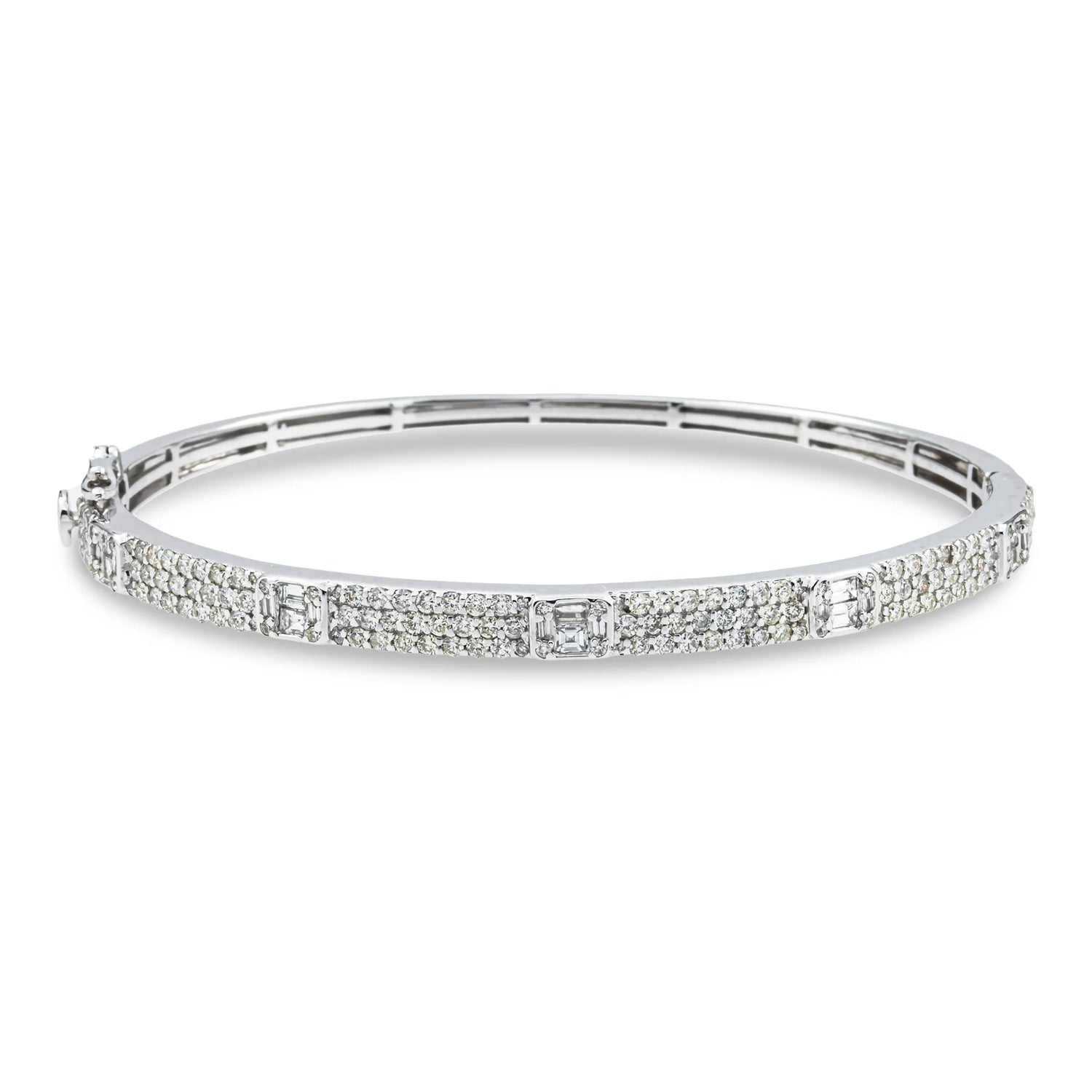 White Gold bracelet with clear stones on a white background