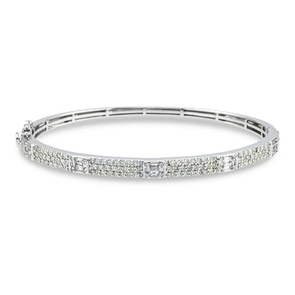 White Gold bracelet with clear stones on a white background