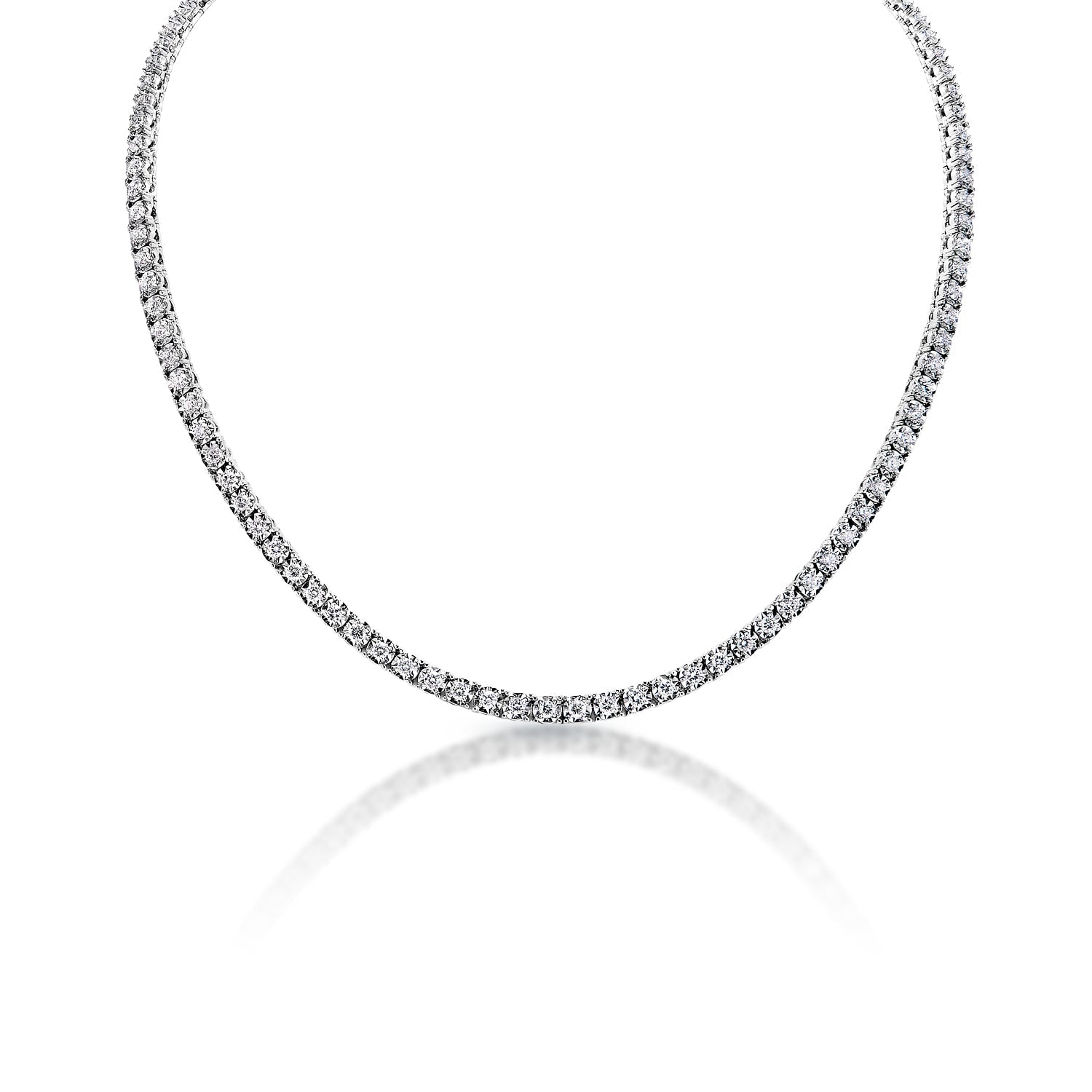 Diamond tennis necklace on a white background