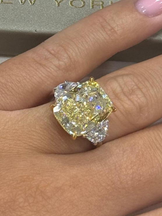 Madeline 10 Carat Fancy Yellow Elongated Cushion Cut Diamond Engagement Ring