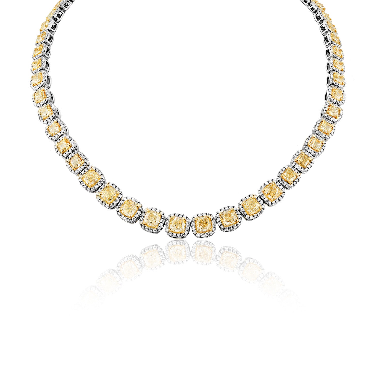 Kahlani 50 Carat Cushion Yellow Diamond Tennis Necklace