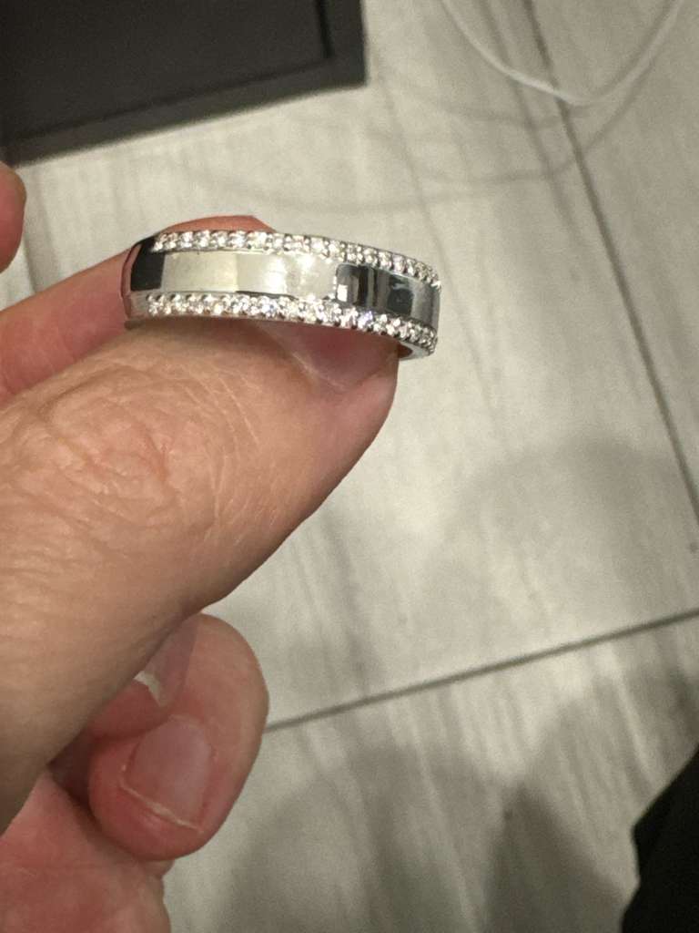Quentin 1 Carat Round Brilliant Diamond Men's Eternity Band in 14k White Gold On Hand