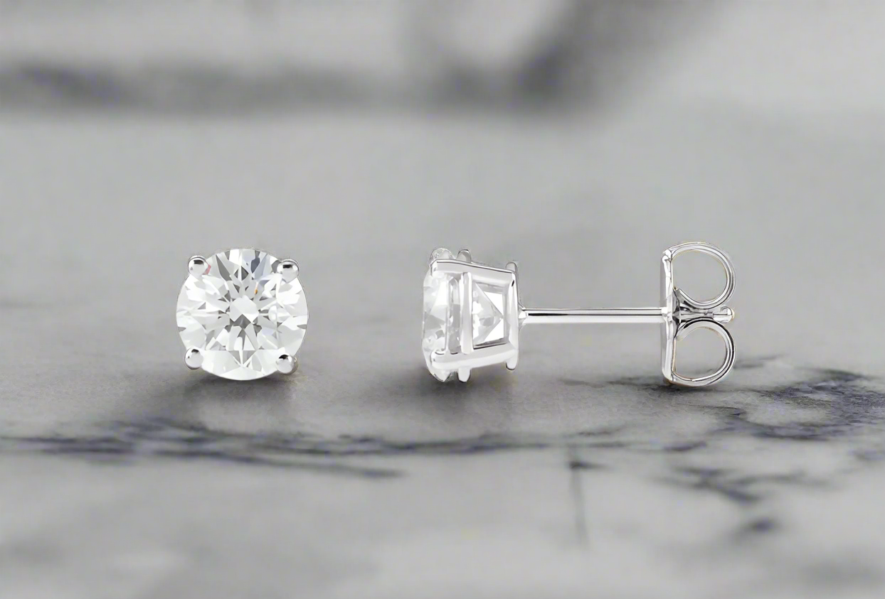 Lylee 1.5 Carat Round Cut Lab Grown Diamond Stud Earrings in 14k White Gold