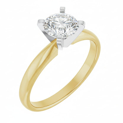 Seraphina 1 Carat Round Cut Diamond Solitaire Engagement Ring in 14k Yellow and White Gold