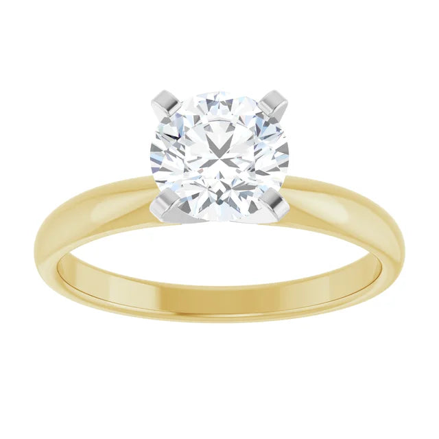 Seraphina 1 Carat and 1.10 Carat Round Cut Diamond Solitaire Engagement Ring in 14k Yellow and White Gold