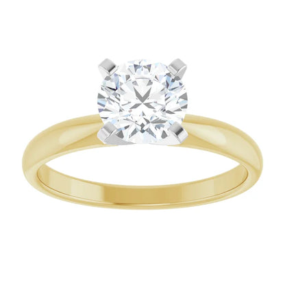 Seraphina 1 Carat and 1.10 Carat Round Cut Diamond Solitaire Engagement Ring in 14k Yellow and White Gold