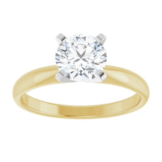 Seraphina 1 Carat and 1.10 Carat Round Cut Diamond Solitaire Engagement Ring in 14k Yellow and White Gold