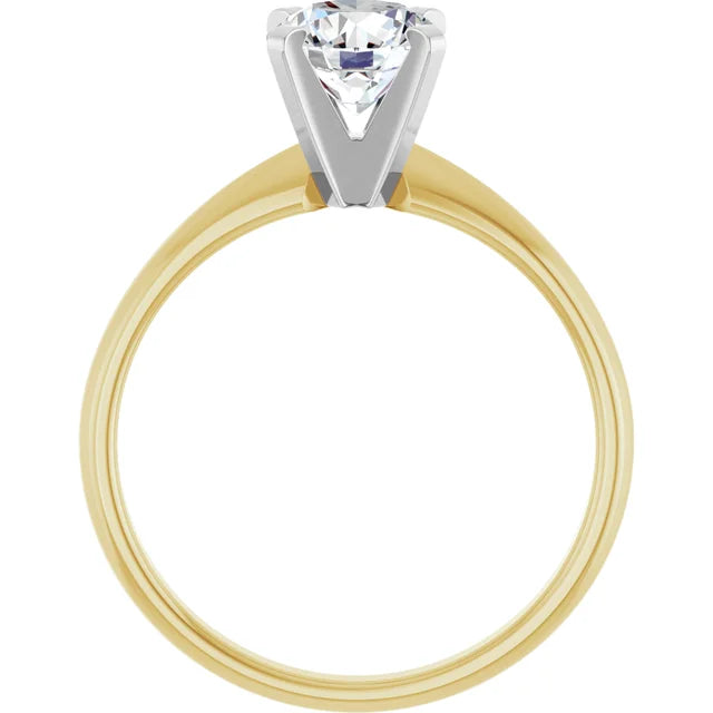 Seraphina 1 Carat and 1.10 Carat Round Cut Diamond Solitaire Engagement Ring in 14k Yellow and White Gold Back View