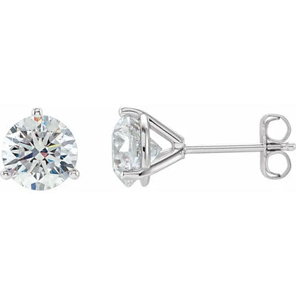 Solira 1.50 Carat Round Cut Diamond Stud Earrings in 14k White Gold Side View