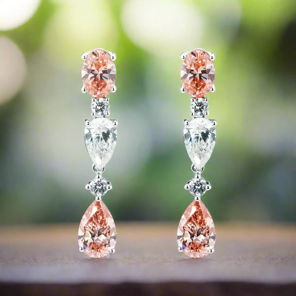 Zaniyah 7 Carats Lab Grown Fancy Vivid Pink Diamond Drop Earrings