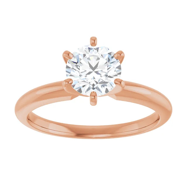Zirelle 1 Carat and 1.10 Carat Round Cut Diamond Solitaire Engagement Ring in 14k Rose Gold
