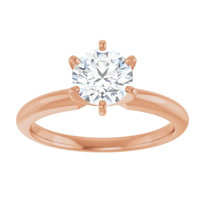 Zirelle 1 Carat and 1.10 Carat Round Cut Diamond Solitaire Engagement Ring in 14k Rose Gold