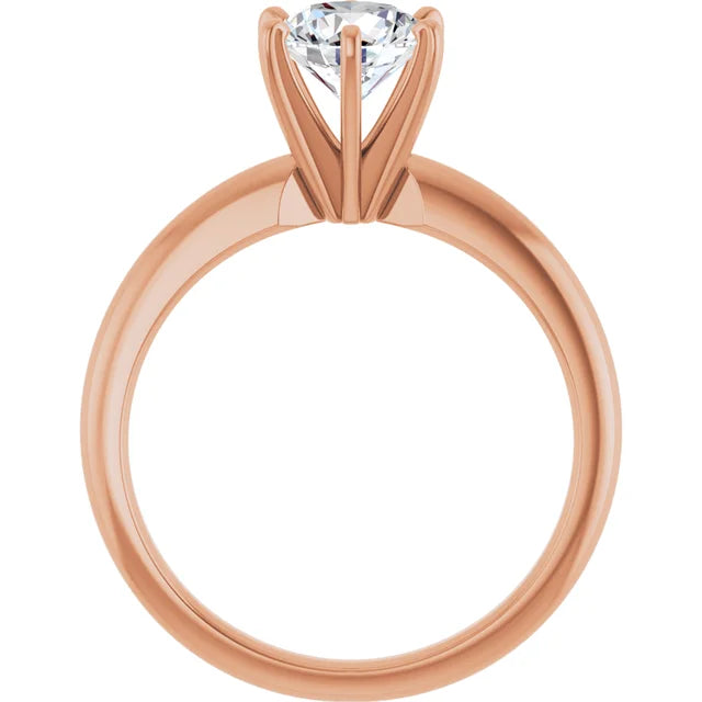 Zirelle 1 Carat and 1.10 Carat Round Cut Diamond Solitaire Engagement Ring in 14k Rose Gold Back View