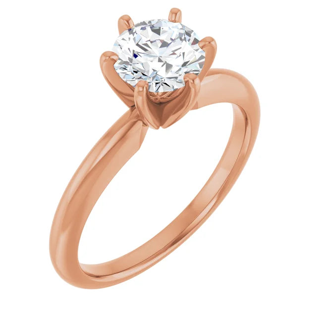 Zirelle 1 Carat and 1.10 Carat Round Cut Diamond Solitaire Engagement Ring in 14k Rose Gold Side View