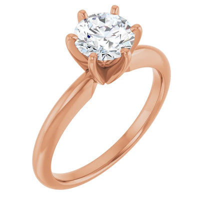 Zirelle 1 Carat and 1.10 Carat Round Cut Diamond Solitaire Engagement Ring in 14k Rose Gold Side View