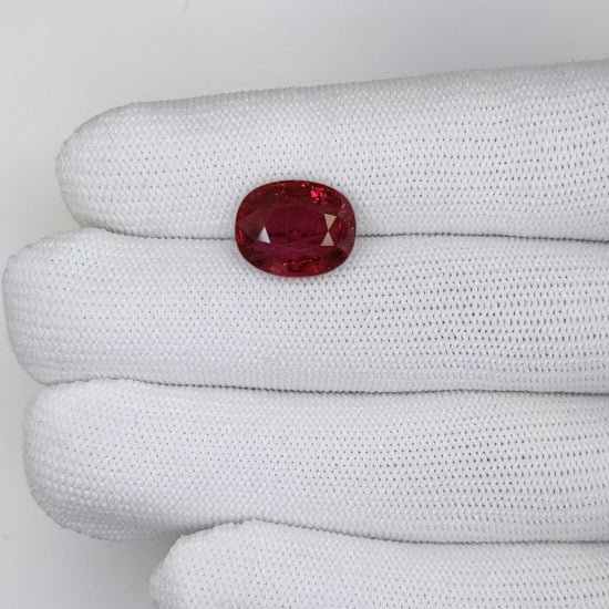 7.09 Carats Oval Cut Heat Red Ruby Loose Gemstone AGL Video 2