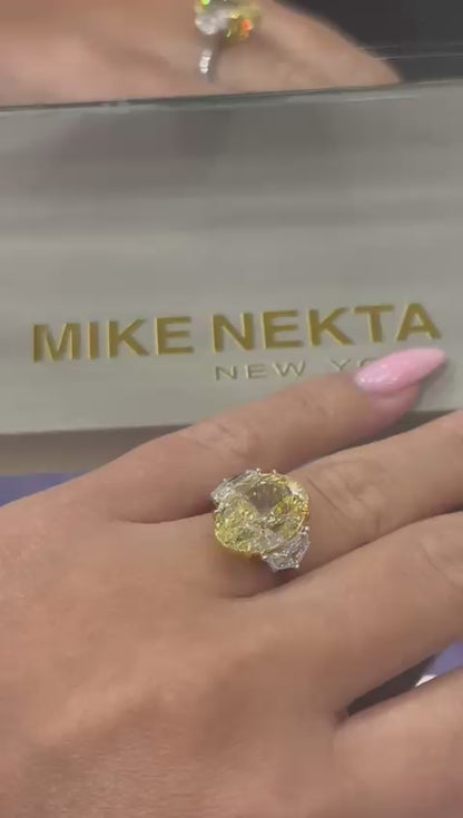 Madisen 9 Carat Fancy Light Yellow Oval Cut Diamond Engagement Ring