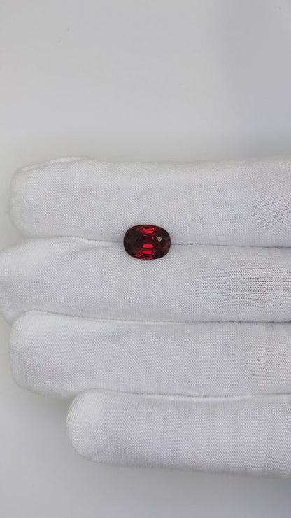 4.52 Carats Oval Cut No Heat Pigeon Blood Red Ruby Loose Gemstone GRS Video actual size