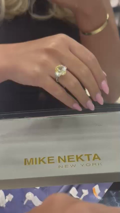 Madisen 9 Carat Fancy Light Yellow Oval Cut Diamond Engagement Ring