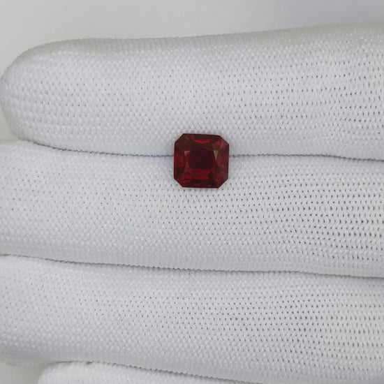 3.02 Carats Emerald Cut Heat Pigeon Blood Red Ruby Loose Gemstone far