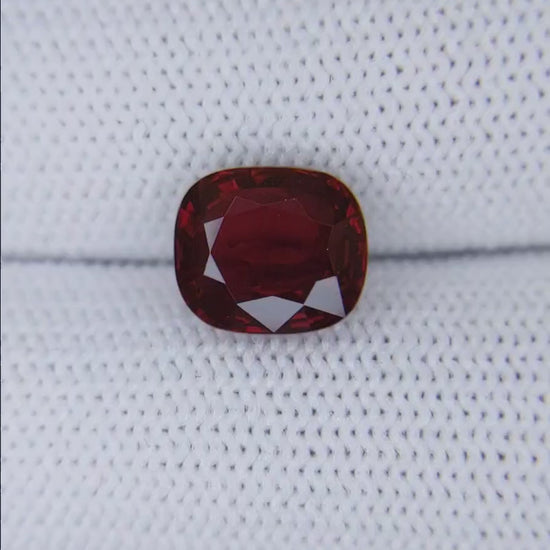 3 Carats Cushion Cut Heat Pigeon Blood Red Ruby Loose Gemstone Bellerophon Video 1