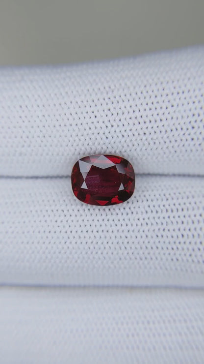3.04 Carats Cushion Cut Heat Pigeon Blood Red Ruby Loose Gemstone Close video