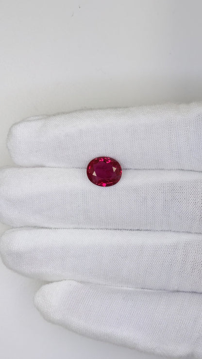 3.14 Carats Oval Cut No Heat Red Ruby Loose Gemstone GRS Video 3