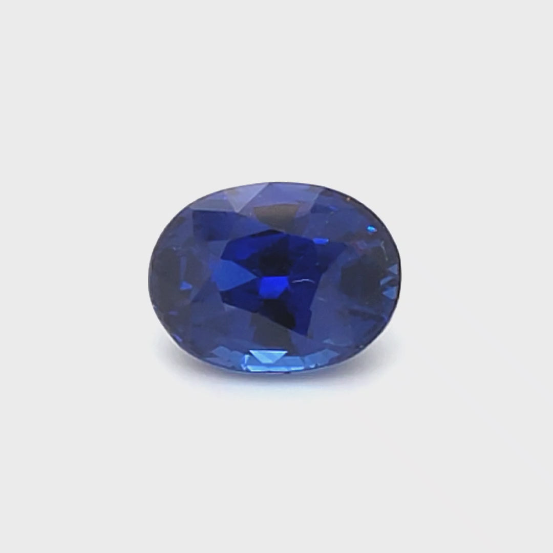 5.09 Carat Oval Cut Heat Royal Blue Sapphire Loose Gemstone GRS Video 1