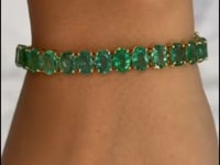 Dione 22.90 Carats Oval Cut Zambian Green Emerald Tennis Bracelet in 18k Yellow Gold Youtube Video