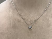 Laynee 1 Carat Round Cut Lab Grown Bezel Diamond Pendant Necklace in 14k White Gold