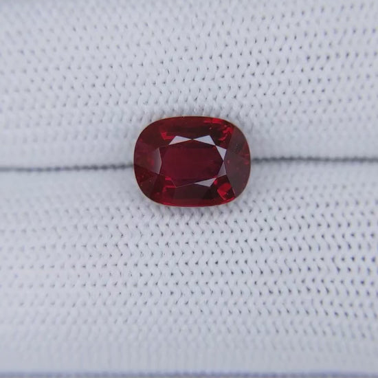 3.02 Carats Cushion Cut Heat Pigeon Blood Red Ruby Loose Gemstone close video