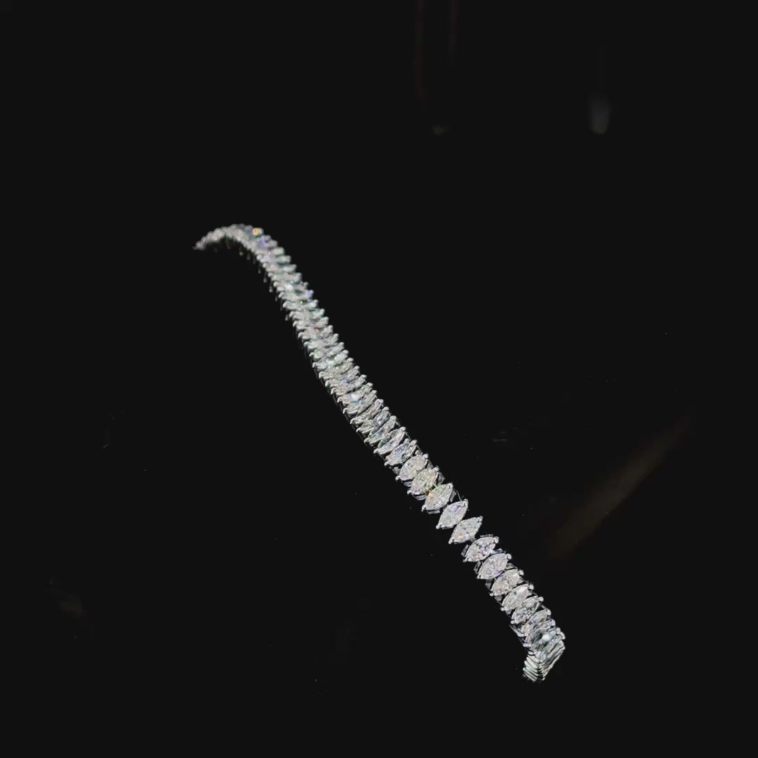 Leilany 3 Carat Marquise Cut Lab Grown Diamond Bracelet in 14k White Gold Video