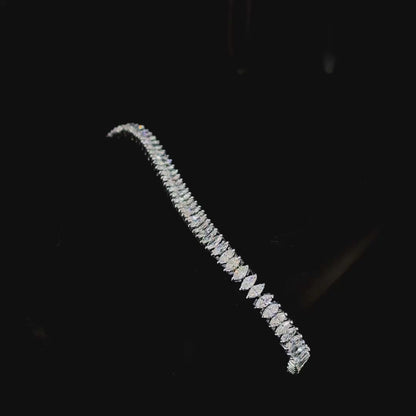 Leilany 3 Carat Marquise Cut Lab Grown Diamond Bracelet in 14k White Gold Video