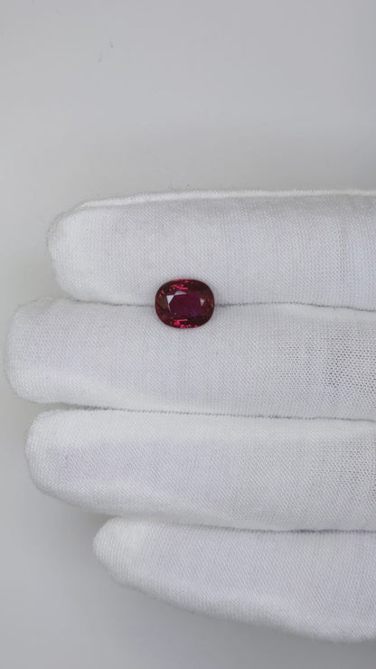 3.11 Carats Oval Cut No Heat Pigeon Blood Red Ruby Loose Gemstone GRS Video 3