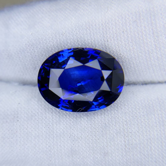 10.27 Carat Oval Cut Heat Royal Blue Sapphire Loose Gemstone GRS Video 3