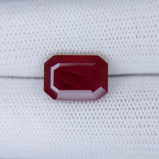 5.50 Carats Emerald Cut Heat Pigeon Blood Red Ruby Loose Gemstone Video 2