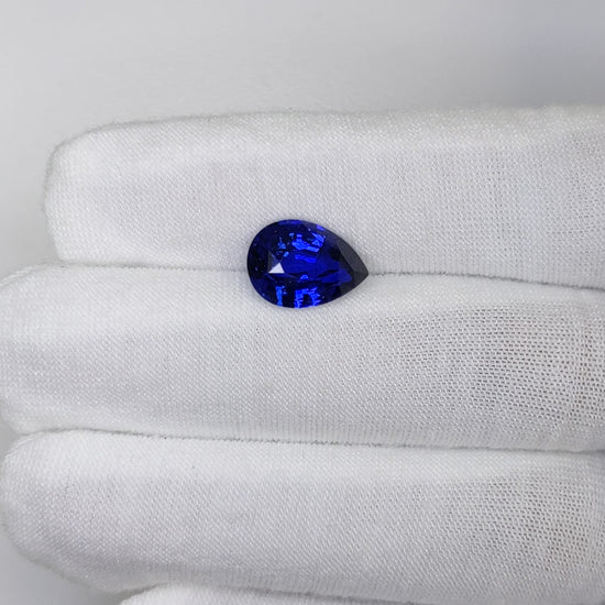 5.21 Carat Pear Cut Heat Royal Blue Sapphire Loose Gemstone Video 1