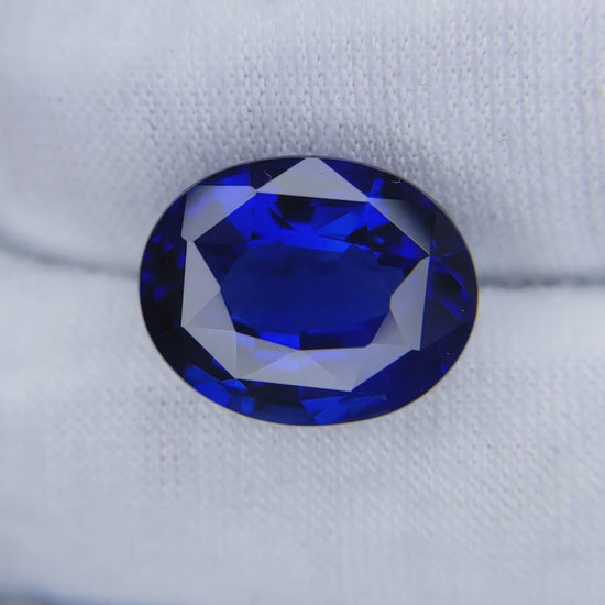 10.10 Carat Oval Cut Heat Royal Blue Sapphire Loose Gemstone close video