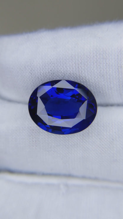 10.10 Carat Oval Cut Heat Royal Blue Sapphire Loose Gemstone close video