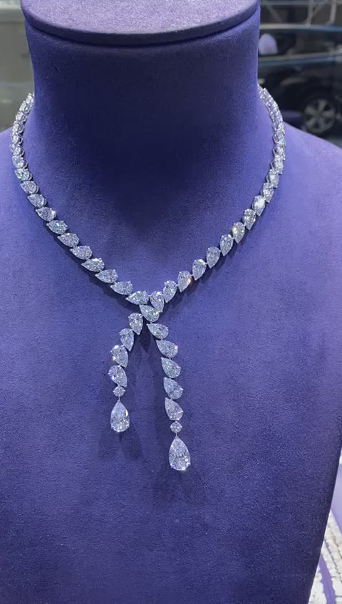 Loralie 72 Carats Combine Mix Shape Lab-Grown Diamond Drop Necklace Viedo 2