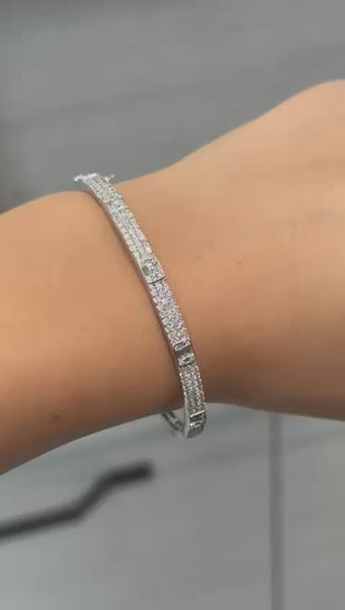 Maarka 2 Carat Mixed Cut Diamond Bangle Bracelet White Gold Showcase