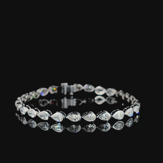Lisbet 6 Carat Pear Cut Lab Grown Diamond Tennis Bracelet Video