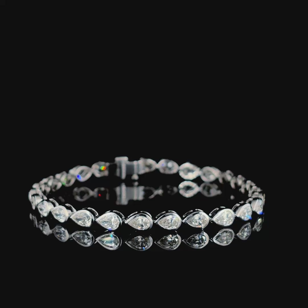 Lisbet 6 Carat Pear Cut Lab Grown Diamond Tennis Bracelet Video