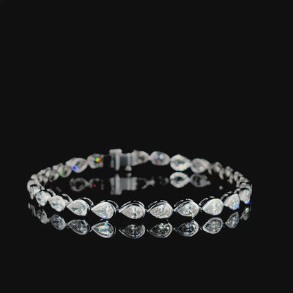 Lisbet 6 Carat Pear Cut Lab Grown Diamond Tennis Bracelet Video