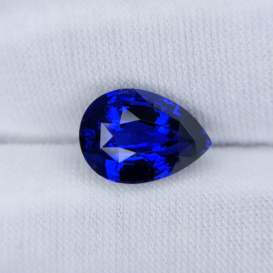 5.21 Carat Pear Cut Heat Royal Blue Sapphire Loose Gemstone Video 2