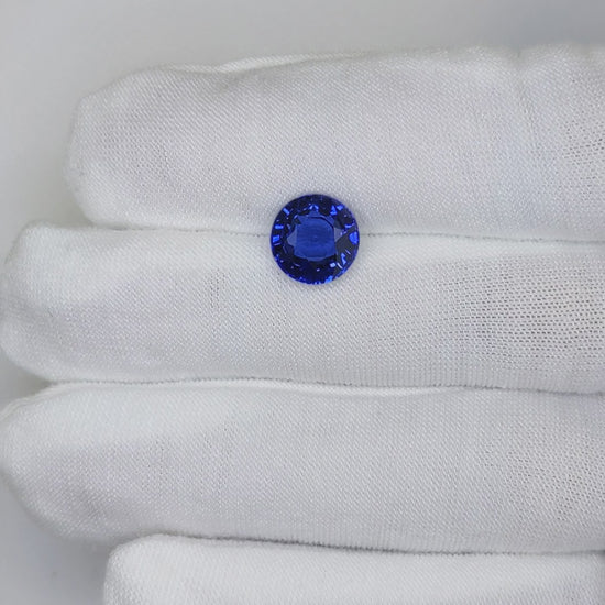 4.32 Carat Round Cut Heat Blue Sapphire Loose Gemstone GRS Video 3